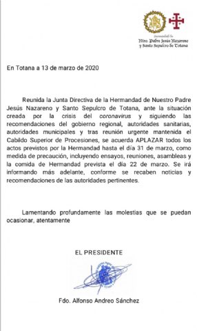 Comunicado de la Hermandad