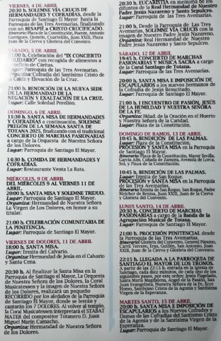 Programa de actos y procesiones 2025
