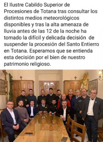 Suspendidas las dos procesiones de Viernes Santo 2019 - 1